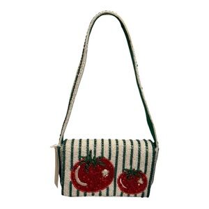 Striped Shoulder Bag with Tomato Design